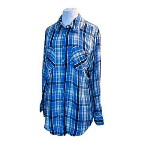 Lane Bryant Blue Flannel Women's 20 Long Sleeve Button Down Shirt